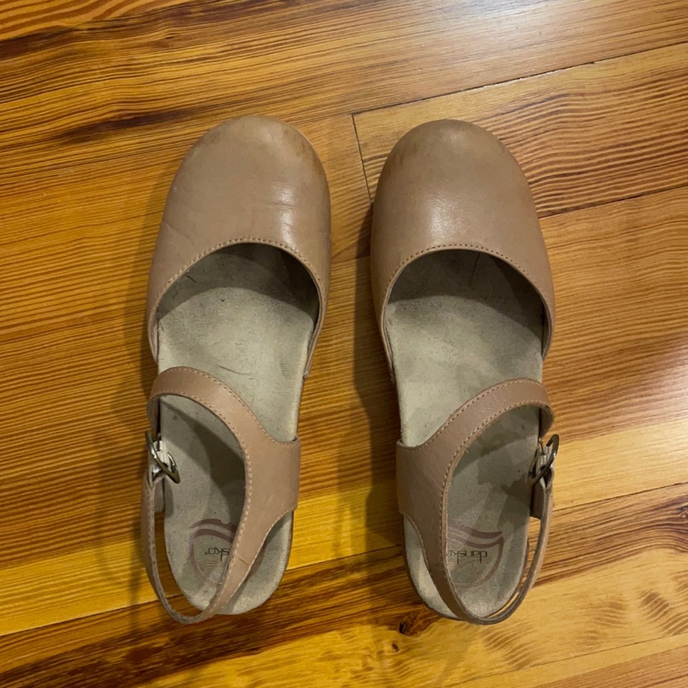 Dansko Mary Jane clogs in neutral tan